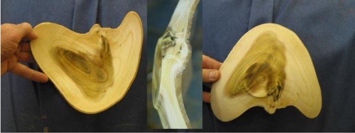 Three views of the finished rough-turned bowl.